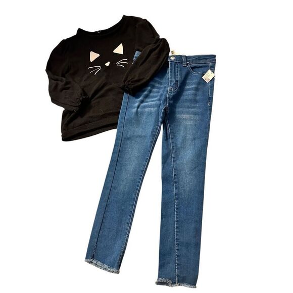 Jessica Simpson Skinny Jeans Girls Sz 6x outfit cat long sleeve - Picture 1 of 11